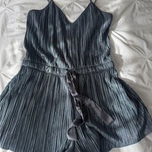 Victoria's Secret Metallic Slate Pleated Romper